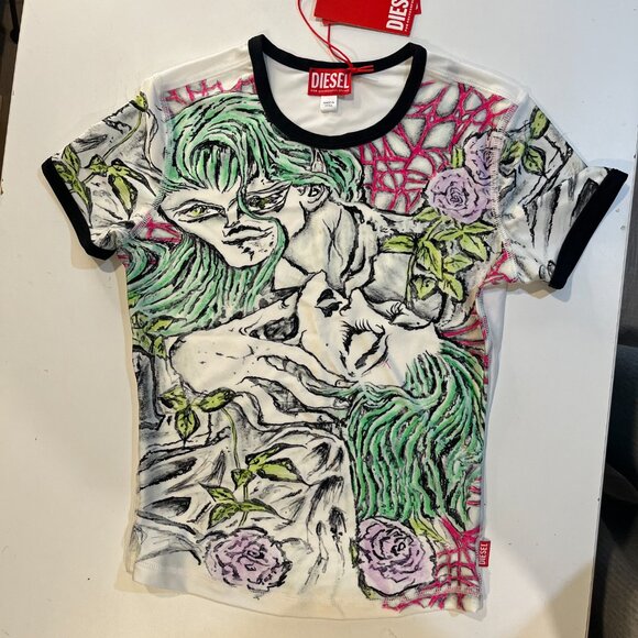 Brand new Diesel red label stretch printed T - Picture 1 of 7